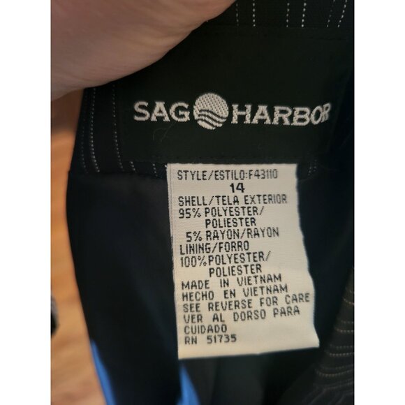 Vintage 90s Black/White Pinstriped Blazer Sag Harbor 14 Business Office Academia - Picture 8 of 8